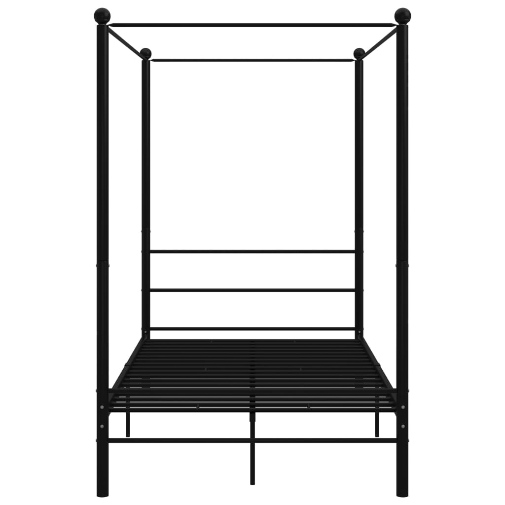 Bed Frame with Canopy without Mattress Black 140x200 cm Metal