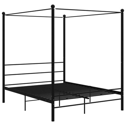 Bed Frame with Canopy without Mattress Black 160x200 cm Metal