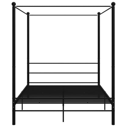Bed Frame with Canopy without Mattress Black 160x200 cm Metal