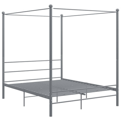 Canopy Bed Frame without Mattress Grey Metal 160x200 cm