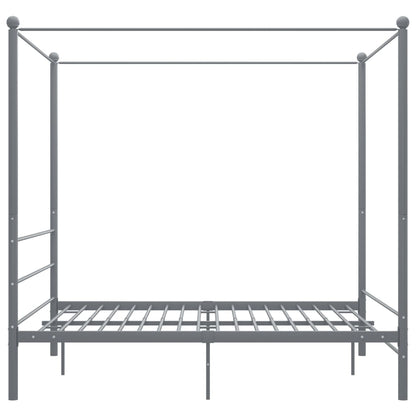 Canopy Bed Frame without Mattress Grey Metal 160x200 cm