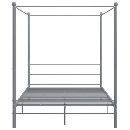 Canopy Bed Frame without Mattress Grey Metal 160x200 cm