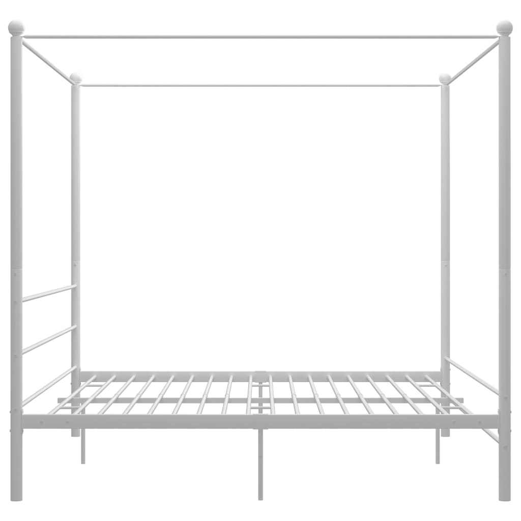 Canopy Bed Frame without Mattress White Metal 180x200 cm Super King