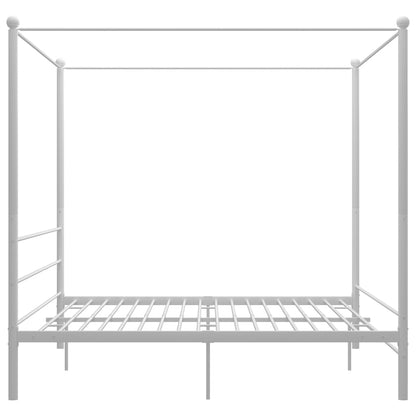 Canopy Bed Frame without Mattress White Metal 180x200 cm Super King