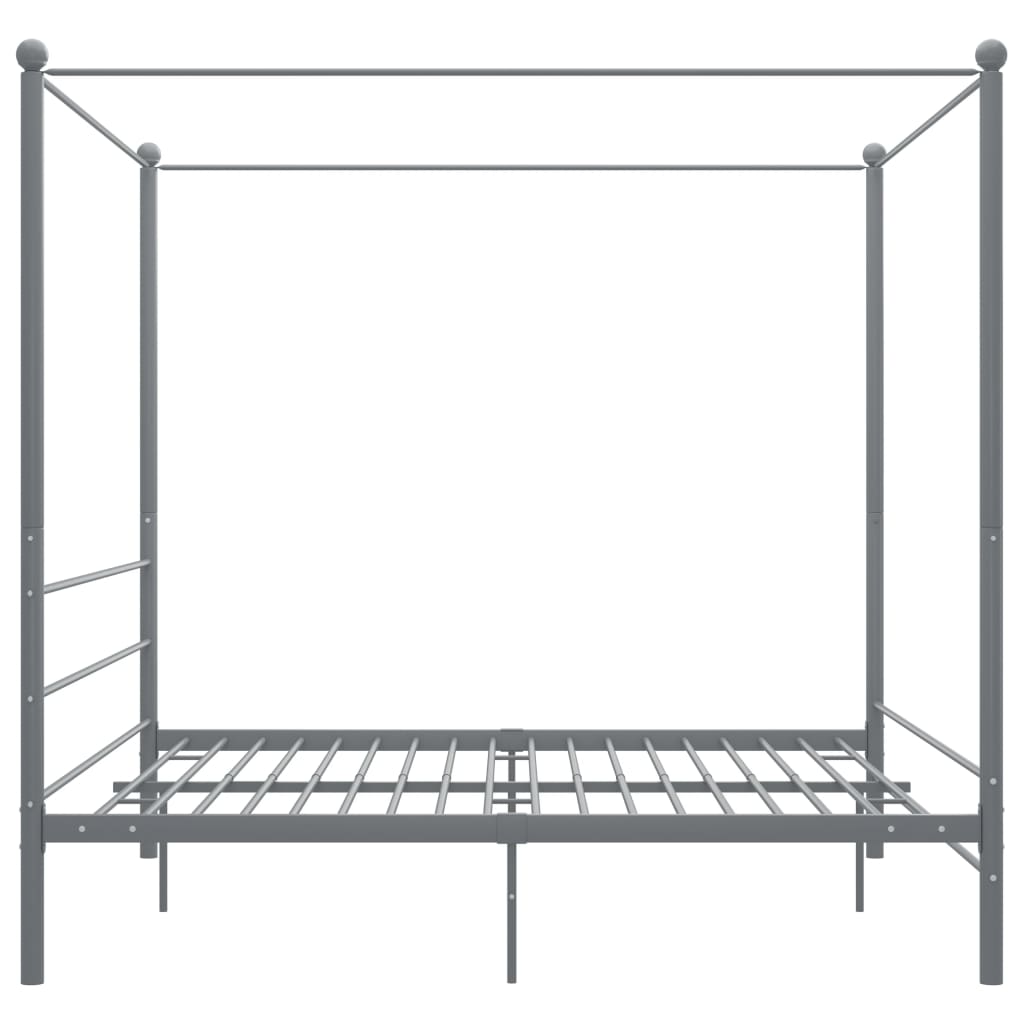 Canopy Bed Frame without Mattress Grey Metal 180x200 cm Super King