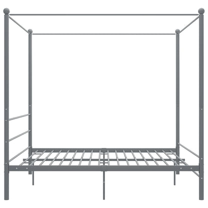 Canopy Bed Frame without Mattress Grey Metal 180x200 cm Super King