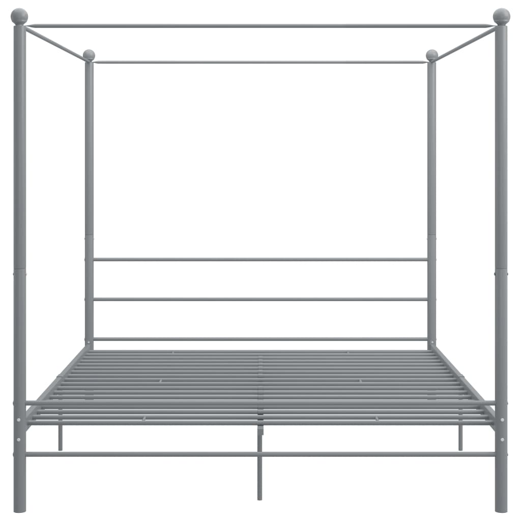 Canopy Bed Frame without Mattress Grey Metal 180x200 cm Super King