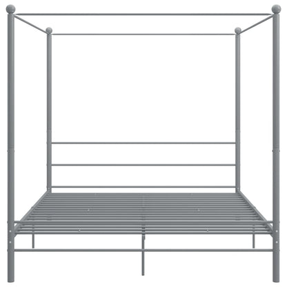 Canopy Bed Frame without Mattress Grey Metal 180x200 cm Super King