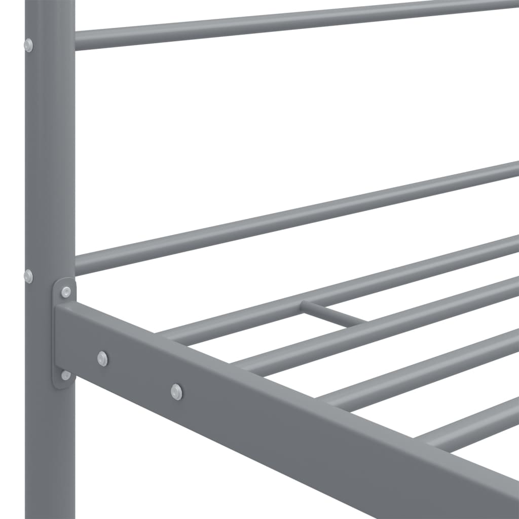 Canopy Bed Frame without Mattress Grey Metal 180x200 cm Super King