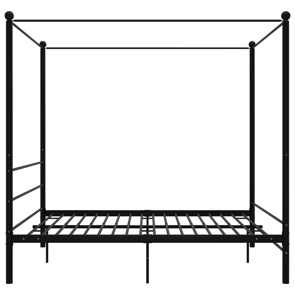 Canopy Bed Frame without Mattress Black Metal 200x200 cm