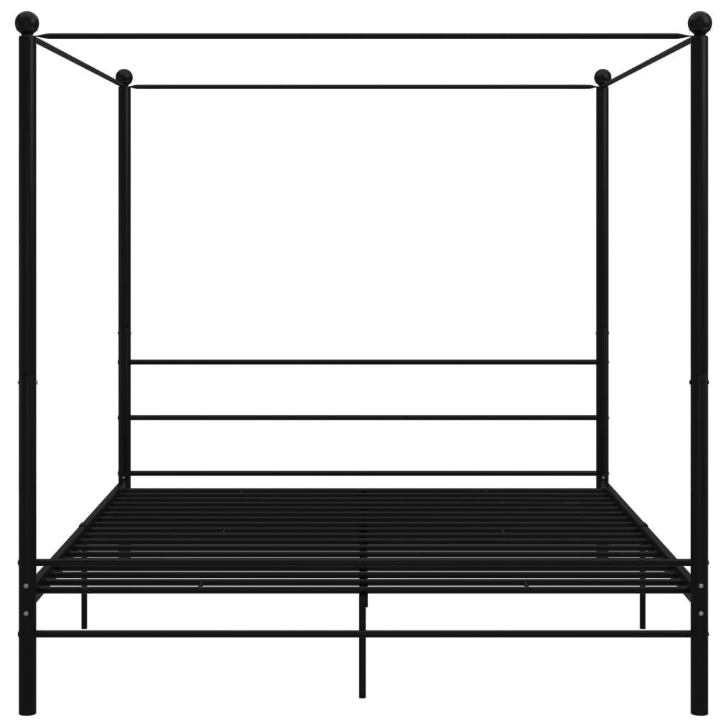 Canopy Bed Frame without Mattress Black Metal 200x200 cm