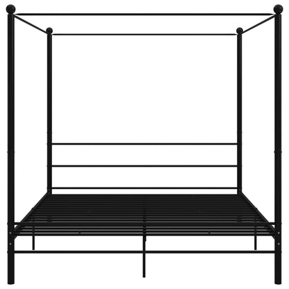 Canopy Bed Frame without Mattress Black Metal 200x200 cm