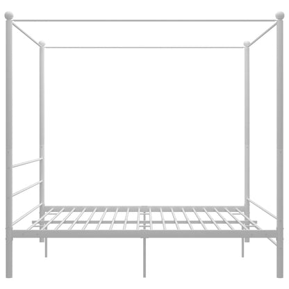 Canopy Bed Frame without Mattress White Metal 200x200 cm