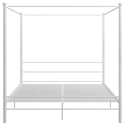 Canopy Bed Frame without Mattress White Metal 200x200 cm