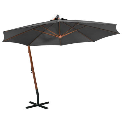 Hanging Garden Parasol with Pole Anthracite 3.5x2.9 m Solid Fir Wood