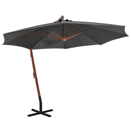 Hanging Garden Parasol with Pole Anthracite 3.5x2.9 m Solid Fir Wood