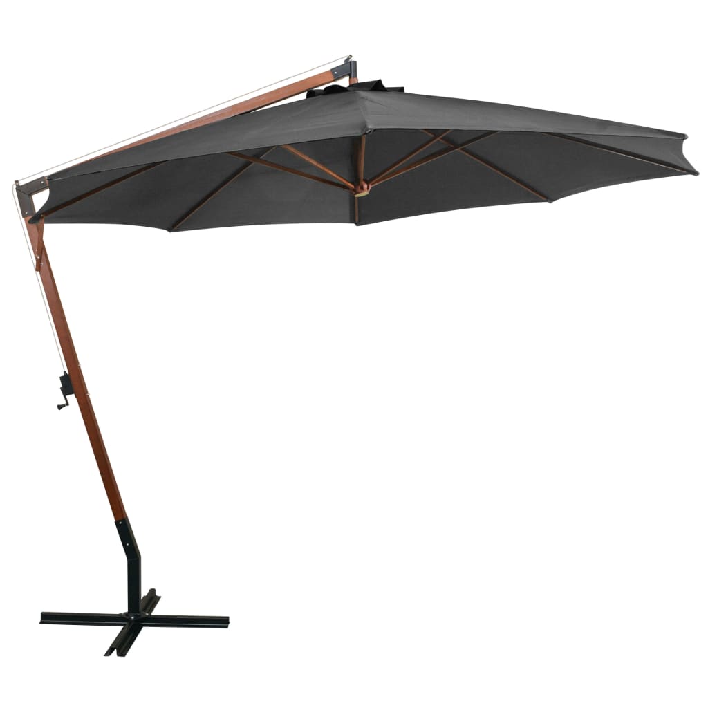 Hanging Garden Parasol with Pole Anthracite 3.5x2.9 m Solid Fir Wood