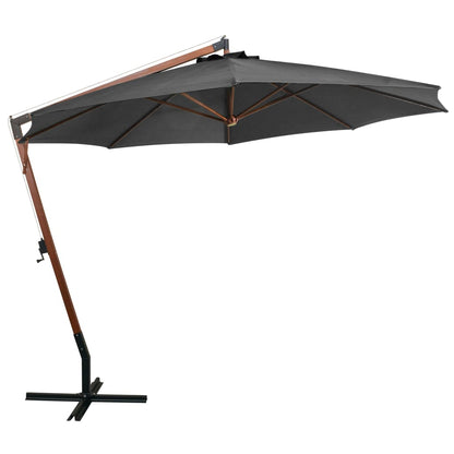 Hanging Garden Parasol with Pole Anthracite 3.5x2.9 m Solid Fir Wood