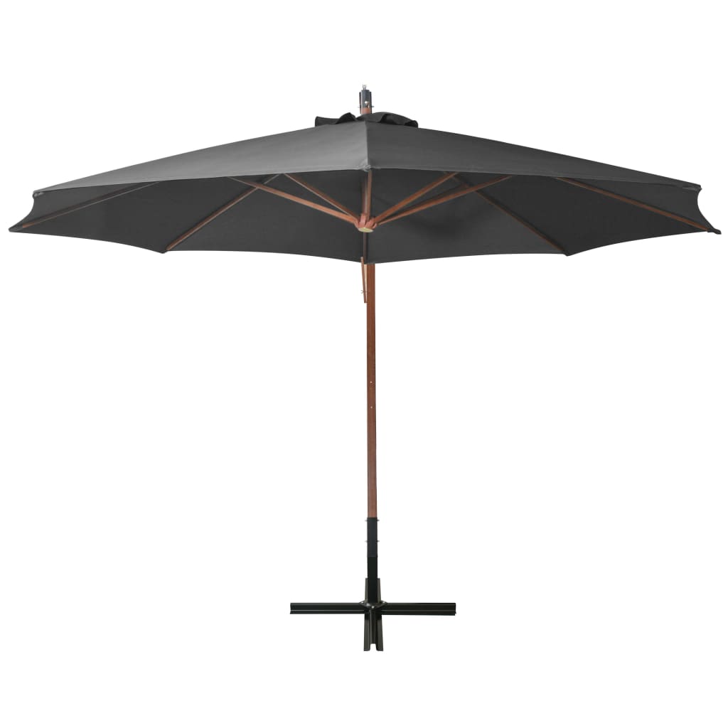 Hanging Garden Parasol with Pole Anthracite 3.5x2.9 m Solid Fir Wood