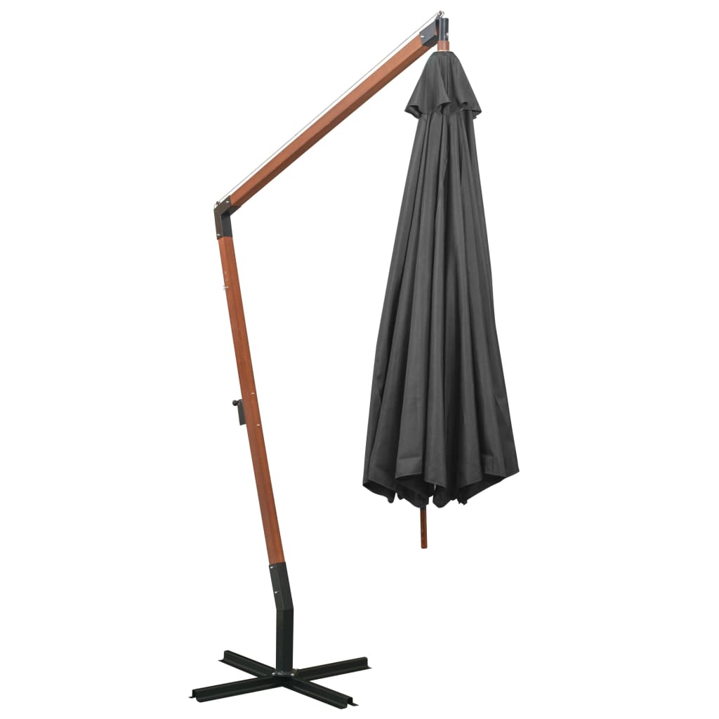 Hanging Garden Parasol with Pole Anthracite 3.5x2.9 m Solid Fir Wood