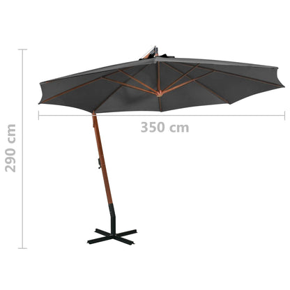 Hanging Garden Parasol with Pole Anthracite 3.5x2.9 m Solid Fir Wood