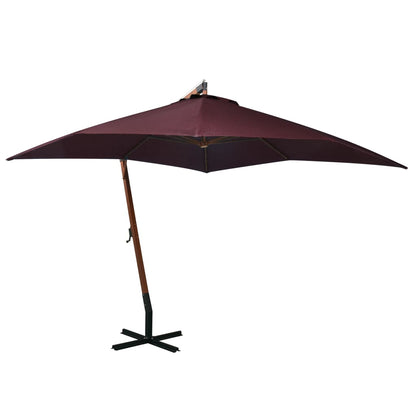 Hanging Garden Parasol with Pole Bordeaux Red 3x3 m Solid Fir Wood