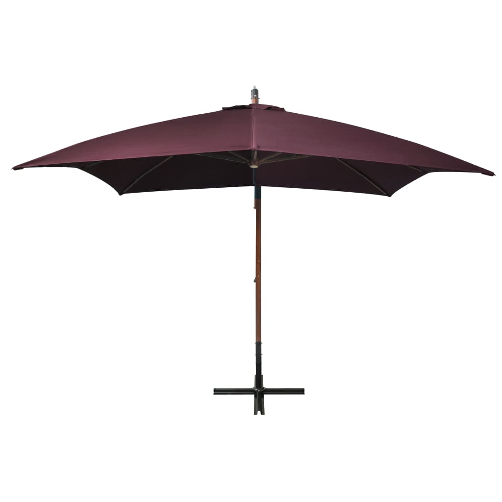 Hanging Garden Parasol with Pole Bordeaux Red 3x3 m Solid Fir Wood