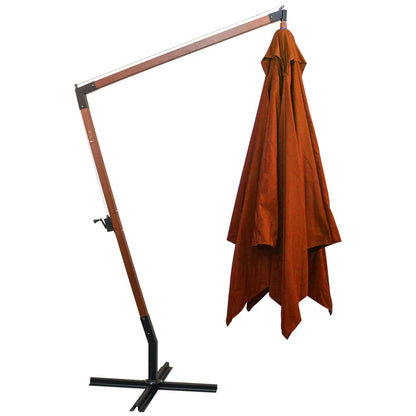 Hanging Garden Parasol with Pole Terracotta 3x3 m Solid Fir Wood