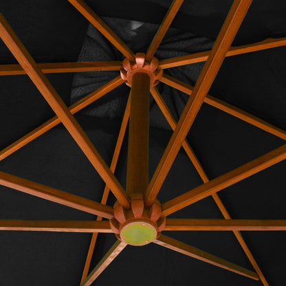 Hanging Garden Parasol with Pole Black 3x3 m Solid Fir Wood