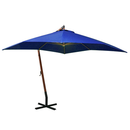 Hanging Garden Parasol with Pole Azure Blue 3x3 m Solid Fir Wood