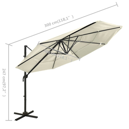 4-Tier Garden Parasol with Aluminium Pole Sand 3x3 m