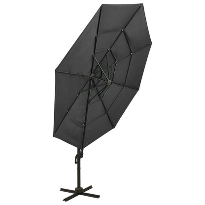 4-Tier Garden Parasol with Aluminium Pole Anthracite 3x3 m