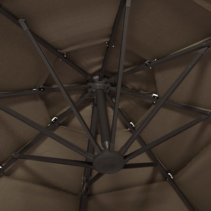 4-Tier Garden Parasol with Aluminium Pole Taupe 3x3 m