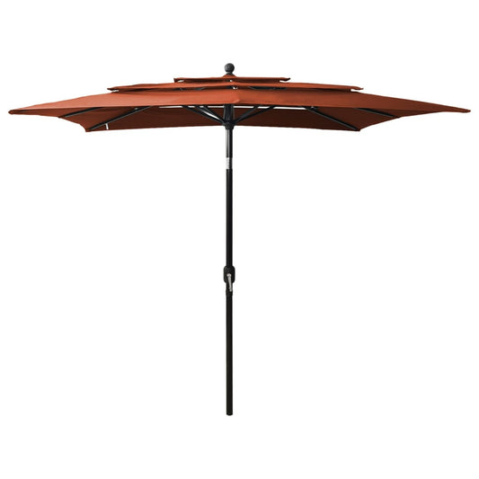 3-Tier Garden Parasol with Aluminium Pole Terracotta 2.5x2.5 m