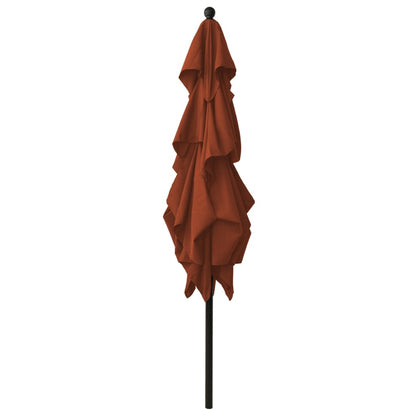 3-Tier Garden Parasol with Aluminium Pole Terracotta 2.5x2.5 m
