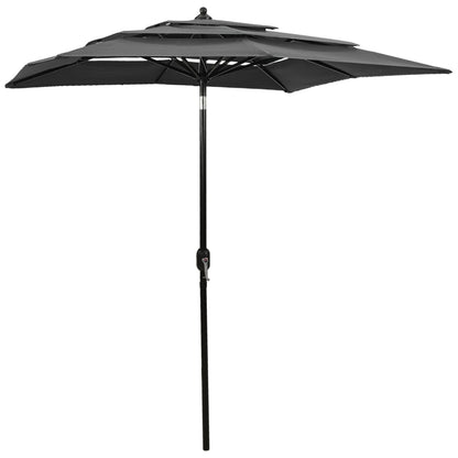 3-Tier Garden Parasol with Aluminium Pole Anthracite 2x2 m
