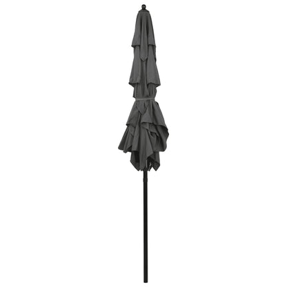 3-Tier Garden Parasol with Aluminium Pole Anthracite 2x2 m