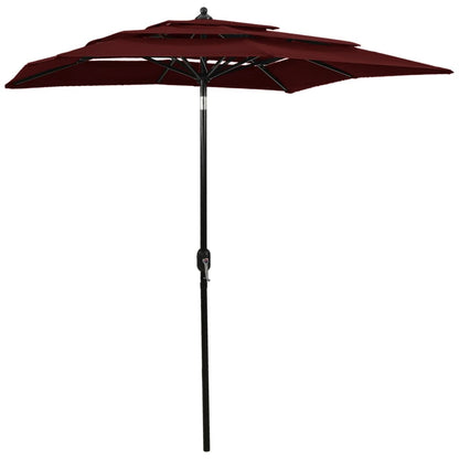 3-Tier Garden Parasol with Aluminium Pole Bordeaux Red 2x2 m