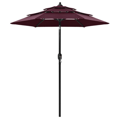 3-Tier Garden Parasol with Aluminium Pole Bordeaux Red 2 m