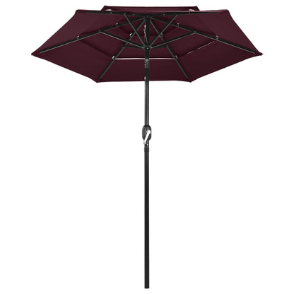 3-Tier Garden Parasol with Aluminium Pole Bordeaux Red 2 m