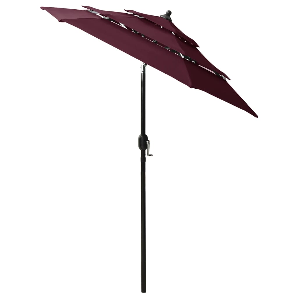 3-Tier Garden Parasol with Aluminium Pole Bordeaux Red 2 m