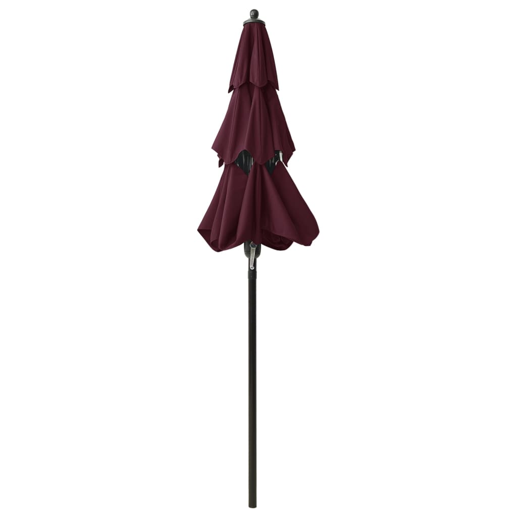 3-Tier Garden Parasol with Aluminium Pole Bordeaux Red 2 m