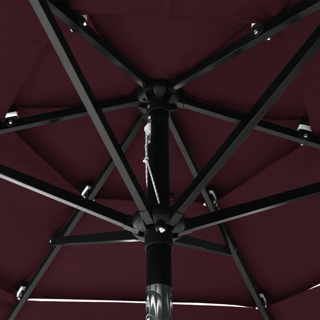 3-Tier Garden Parasol with Aluminium Pole Bordeaux Red 2 m