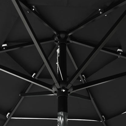 3-Tier Garden Parasol with Aluminium Pole Black 2 m