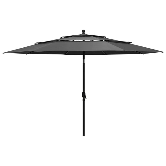 3-Tier Garden Parasol with Aluminium Pole Anthracite 3.5 m