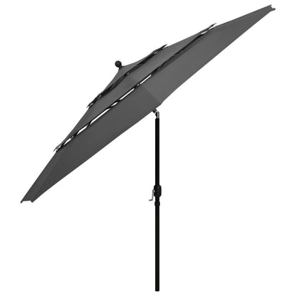 3-Tier Garden Parasol with Aluminium Pole Anthracite 3.5 m