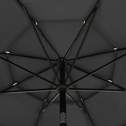 3-Tier Garden Parasol with Aluminium Pole Anthracite 3.5 m