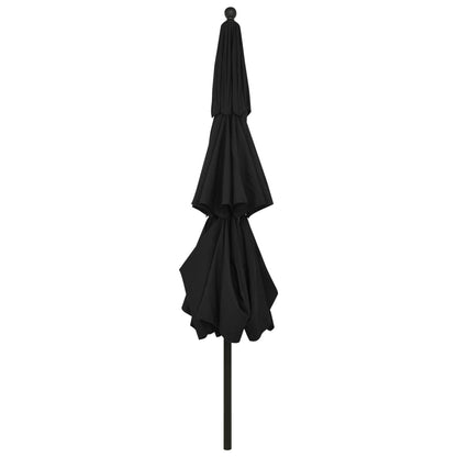 3-Tier Garden Parasol with Aluminium Pole Black 3.5 m
