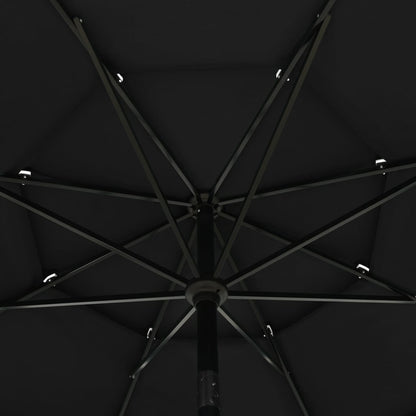 3-Tier Garden Parasol with Aluminium Pole Black 3.5 m
