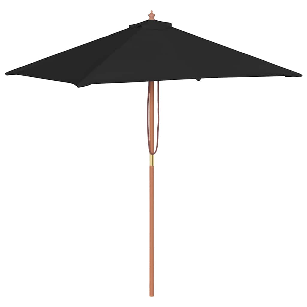 Garden Parasol with Wooden Pole Black 150x200 cm